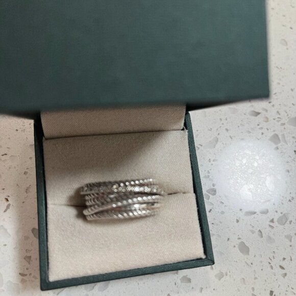 David Yurman crossover ring with diamonds sz 11 - Picture 2 of 4